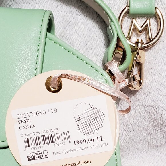 MATMAZEL "Palmy" Round Metal Buckle Hand & Shoulder, Crossbody Bag- Pink & Green - Picture 14 of 14